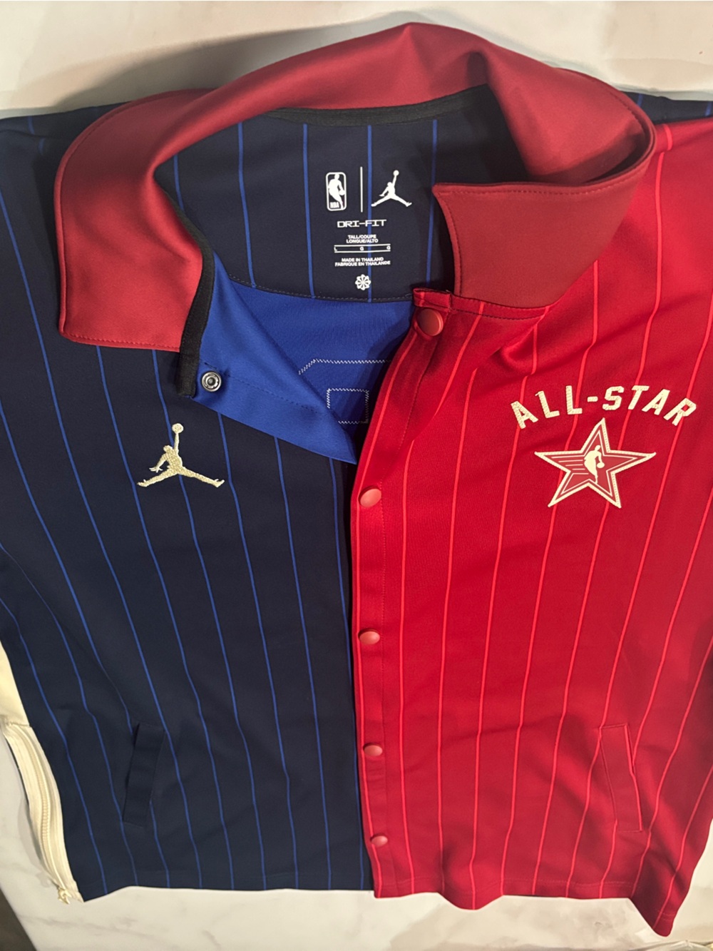 Jordan Red & Navy Pinstripe All-Star Snap-Front Jersey